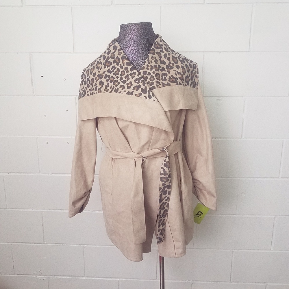 Chi by Falchi Animal Print Faux Suede Jacket XL